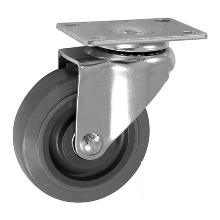 Casterhq 4"x1.25" LIGHT DUTY THERMO RUBBER WHEEL, SWIVEL CASTER, Light, Me LDTR4X125